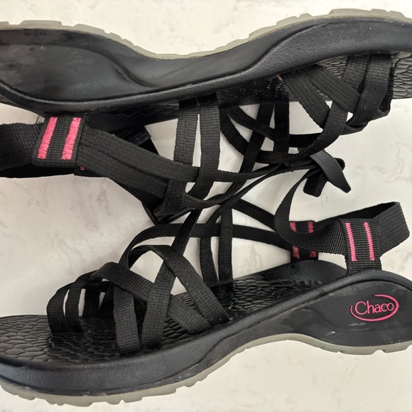 Chaco Women’s ZX/2 classic Preppy Black and Pink Strappy Women's Sandals Size 7 - Picture 5 of 8